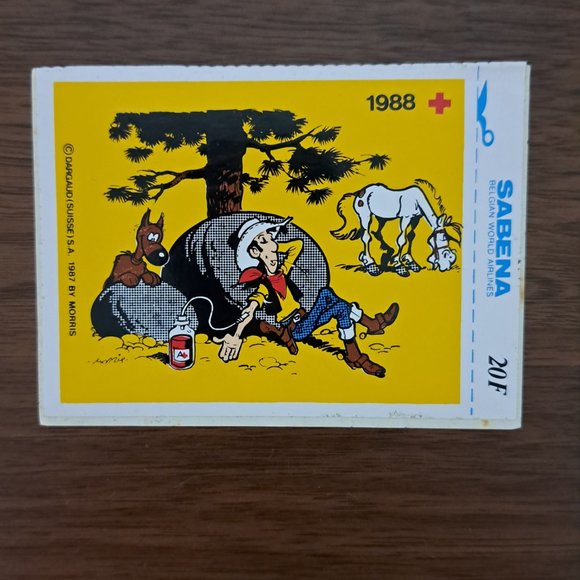 Sabena Belgian World Airlines x Lucky Luke x Red Cross Vintage Stickers - Picture 4 of 7